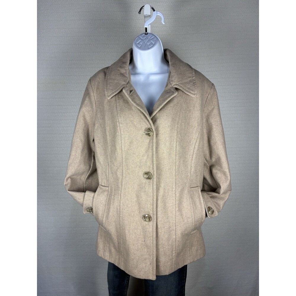 Women’s Peacoat Collared London Fog (XL) Wool Beige Coat Winter Warmth.